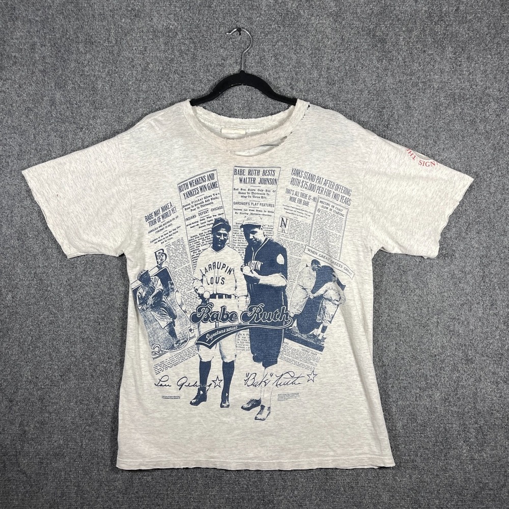 Vintage 90s Babe Ruth Signature Series Shirt Limited Edition Thrashed Size Large